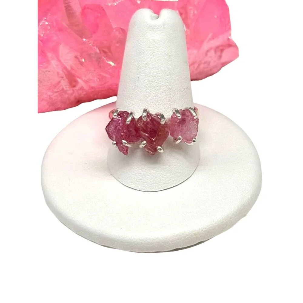 Ruby Ring Size 9 Solid 925 Sterling Silver Raw Rough Stone